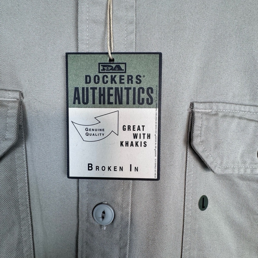 Vintage 90s Dockers Authentics Khaki Shirt NWT Men’s L Work & Leisure Cotton 96 - Picture 4 of 13